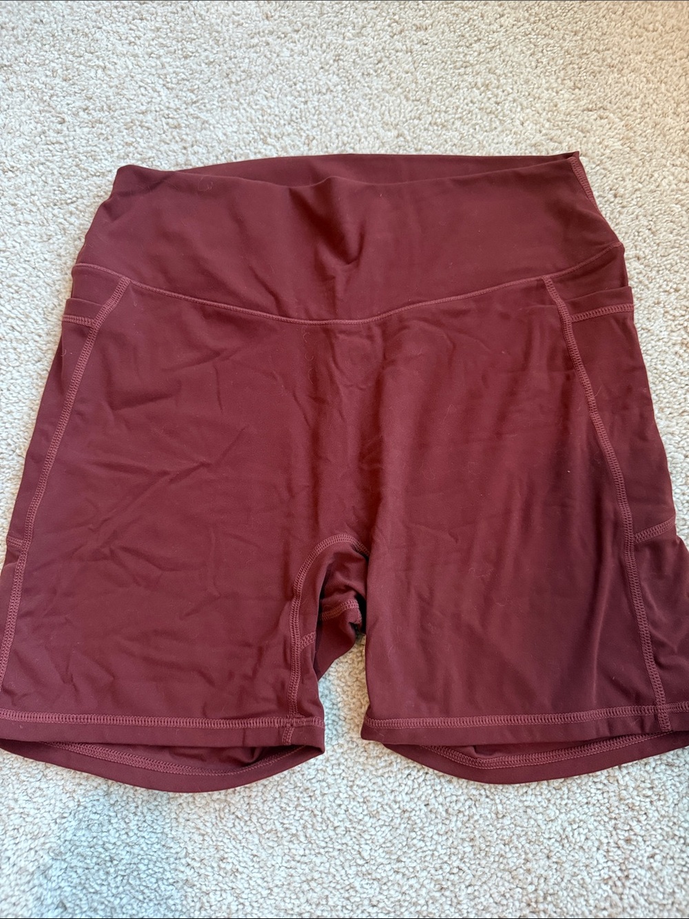 High-Rise Burgundy Bike Shorts for Women